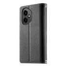 For Honor 400 Pro Global 160.8mm Stitching Multi-card Zipper Wallet Leather Phone Case with Short Strap(Black) - 3