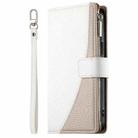For Samsung Galaxy A05 Stitching Multi-card Zipper Wallet Leather Phone Case with Short Strap(White) - 2