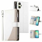 For Samsung Galaxy A06 4G / 5G / A07 4G Stitching Multi-card Zipper Wallet Leather Phone Case with Short Strap(White) - 1
