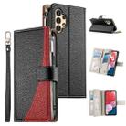 For Samsung Galaxy A13 4G / 5G / A04 / A04s Stitching Multi-card Zipper Wallet Leather Phone Case with Short Strap(Black) - 1