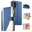 For Samsung Galaxy A14 4G / 5G Stitching Multi-card Zipper Wallet Leather Phone Case with Short Strap(Dark Blue) - 1