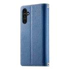 For Samsung Galaxy A14 4G / 5G Stitching Multi-card Zipper Wallet Leather Phone Case with Short Strap(Dark Blue) - 3