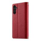 For Samsung Galaxy A14 4G / 5G Stitching Multi-card Zipper Wallet Leather Phone Case with Short Strap(Red) - 3