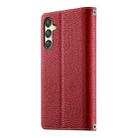 For Samsung Galaxy A25 5G Stitching Multi-card Zipper Wallet Leather Phone Case with Short Strap(Red) - 3
