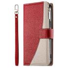 For Samsung Galaxy A32 5G Stitching Multi-card Zipper Wallet Leather Phone Case with Short Strap(Red) - 2