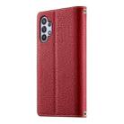 For Samsung Galaxy A32 5G Stitching Multi-card Zipper Wallet Leather Phone Case with Short Strap(Red) - 3