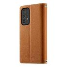 For Samsung Galaxy A33 5G Stitching Multi-card Zipper Wallet Leather Phone Case with Short Strap(Brown) - 3