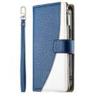 For Samsung Galaxy A33 5G Stitching Multi-card Zipper Wallet Leather Phone Case with Short Strap(Dark Blue) - 2