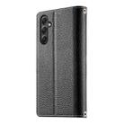 For Samsung Galaxy A34 5G Stitching Multi-card Zipper Wallet Leather Phone Case with Short Strap(Black) - 3