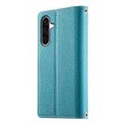 For Samsung Galaxy A36 5G Stitching Multi-card Zipper Wallet Leather Phone Case with Short Strap(Blue) - 3