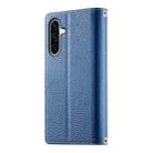 For Samsung Galaxy A36 5G Stitching Multi-card Zipper Wallet Leather Phone Case with Short Strap(Dark Blue) - 3