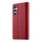 For Samsung Galaxy A55 5G Stitching Multi-card Zipper Wallet Leather Phone Case with Short Strap(Red) - 3