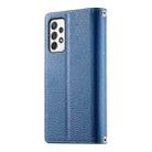 For Samsung Galaxy A72 4G / 5G Stitching Multi-card Zipper Wallet Leather Phone Case with Short Strap(Dark Blue) - 3