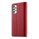 For Samsung Galaxy A72 4G / 5G Stitching Multi-card Zipper Wallet Leather Phone Case with Short Strap(Red) - 3
