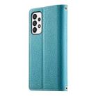 For Samsung Galaxy A73 5G Stitching Multi-card Zipper Wallet Leather Phone Case with Short Strap(Blue) - 3