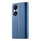 For OPPO A1 Pro / Reno8 T 5G Stitching Multi-card Zipper Wallet Leather Phone Case with Short Strap(Dark Blue) - 3