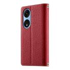 For OPPO A1 Pro / Reno8 T 5G Stitching Multi-card Zipper Wallet Leather Phone Case with Short Strap(Red) - 3