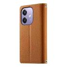 For OPPO A5x 5G / A3 4G / 5G / A3x 4G / 5G Stitching Multi-card Zipper Wallet Leather Phone Case with Short Strap(Brown) - 3