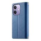 For OPPO A5x 5G / A3 4G / 5G / A3x 4G / 5G Stitching Multi-card Zipper Wallet Leather Phone Case with Short Strap(Dark Blue) - 3