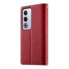 For OPPO A5 5G Global / A3 Pro 5G / A80 5G Stitching Multi-card Zipper Wallet Leather Phone Case with Short Strap(Red) - 3