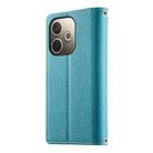 For OPPO A5 Pro 5G Global Stitching Multi-card Zipper Wallet Leather Phone Case with Short Strap(Blue) - 3