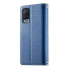 For OPPO A54 4G / A54s / A55 4G / 5G / A55s 5G Stitching Multi-card Zipper Wallet Leather Phone Case with Short Strap(Dark Blue) - 3