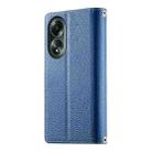 For OPPO A58 4G Global Stitching Multi-card Zipper Wallet Leather Phone Case with Short Strap(Dark Blue) - 3