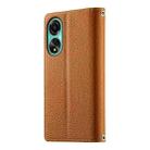 For OPPO A78 4G Global Stitching Multi-card Zipper Wallet Leather Phone Case with Short Strap(Brown) - 3