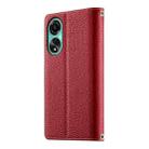 For OPPO A78 4G Global Stitching Multi-card Zipper Wallet Leather Phone Case with Short Strap(Red) - 3