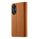 For OPPO A78 5G Global / A58x / A1x Stitching Multi-card Zipper Wallet Leather Phone Case with Short Strap(Brown) - 3