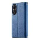For OPPO A78 5G Global / A58x / A1x Stitching Multi-card Zipper Wallet Leather Phone Case with Short Strap(Dark Blue) - 3