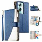 For OPPO A79 5G / A2x Stitching Multi-card Zipper Wallet Leather Phone Case with Short Strap(Dark Blue) - 1