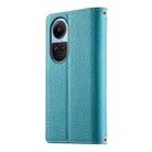 For OPPO Reno10 / Reno10 Pro Global Stitching Multi-card Zipper Wallet Leather Phone Case with Short Strap(Blue) - 3