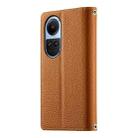 For OPPO Reno10 / Reno10 Pro Global Stitching Multi-card Zipper Wallet Leather Phone Case with Short Strap(Brown) - 3