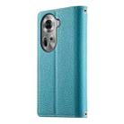 For OPPO Reno11 Global Stitching Multi-card Zipper Wallet Leather Phone Case with Short Strap(Blue) - 3