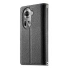 For OPPO Reno11 Global Stitching Multi-card Zipper Wallet Leather Phone Case with Short Strap(Black) - 3