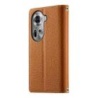 For OPPO Reno11 Global Stitching Multi-card Zipper Wallet Leather Phone Case with Short Strap(Brown) - 3