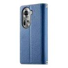 For OPPO Reno11 Global Stitching Multi-card Zipper Wallet Leather Phone Case with Short Strap(Dark Blue) - 3