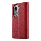 For OPPO Reno11 Global Stitching Multi-card Zipper Wallet Leather Phone Case with Short Strap(Red) - 3