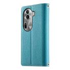 For OPPO Reno11 Pro Global Stitching Multi-card Zipper Wallet Leather Phone Case with Short Strap(Blue) - 3