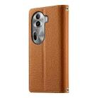 For OPPO Reno11 Pro Global Stitching Multi-card Zipper Wallet Leather Phone Case with Short Strap(Brown) - 3