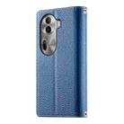 For OPPO Reno11 Pro Global Stitching Multi-card Zipper Wallet Leather Phone Case with Short Strap(Dark Blue) - 3