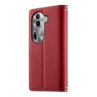 For OPPO Reno11 Pro Global Stitching Multi-card Zipper Wallet Leather Phone Case with Short Strap(Red) - 3