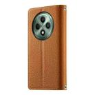 For OPPO Reno12 F 4G / 5G / F27 Stitching Multi-card Zipper Wallet Leather Phone Case with Short Strap(Brown) - 3