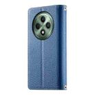 For OPPO Reno12 F 4G / 5G / F27 Stitching Multi-card Zipper Wallet Leather Phone Case with Short Strap(Dark Blue) - 3