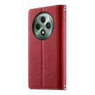 For OPPO Reno12 F 4G / 5G / F27 Stitching Multi-card Zipper Wallet Leather Phone Case with Short Strap(Red) - 3