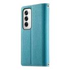 For OPPO Reno12 Global Stitching Multi-card Zipper Wallet Leather Phone Case with Short Strap(Blue) - 3