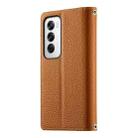 For OPPO Reno12 Global Stitching Multi-card Zipper Wallet Leather Phone Case with Short Strap(Brown) - 3