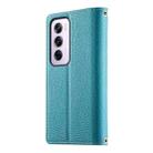 For OPPO Reno12 Pro Global Stitching Multi-card Zipper Wallet Leather Phone Case with Short Strap(Blue) - 3
