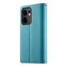 For OPPO Reno13 F 4G / 5G Stitching Multi-card Zipper Wallet Leather Phone Case with Short Strap(Blue) - 3